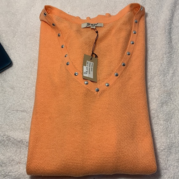 Sogi sweater NWT tangerine S Small tunic beaded - Picture 4 of 6